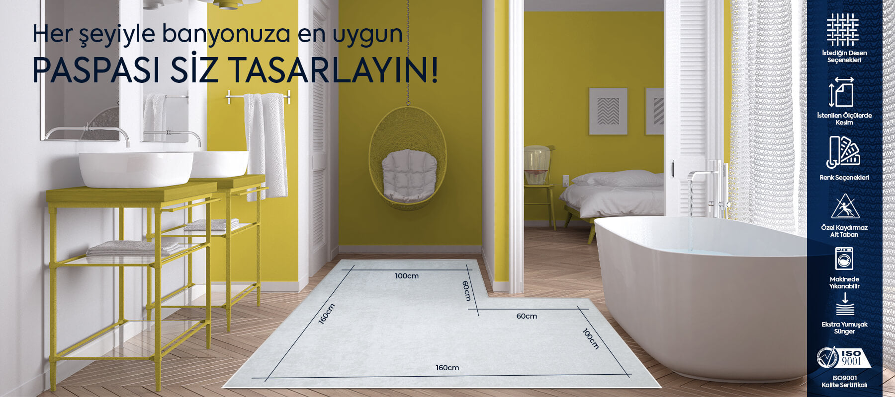 Özel Ölçü Banyo Paspası Kendin Tasarla