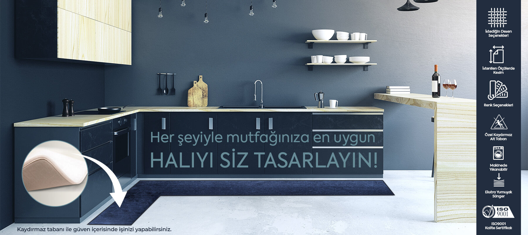 Özel Ölçü Mutfak Halısı Kendin Tasarla