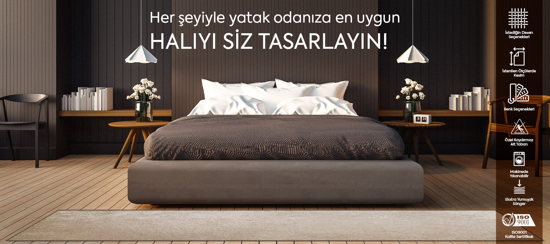 Özel Ölçü Yatak Odası Halısı Kendin Tasarla