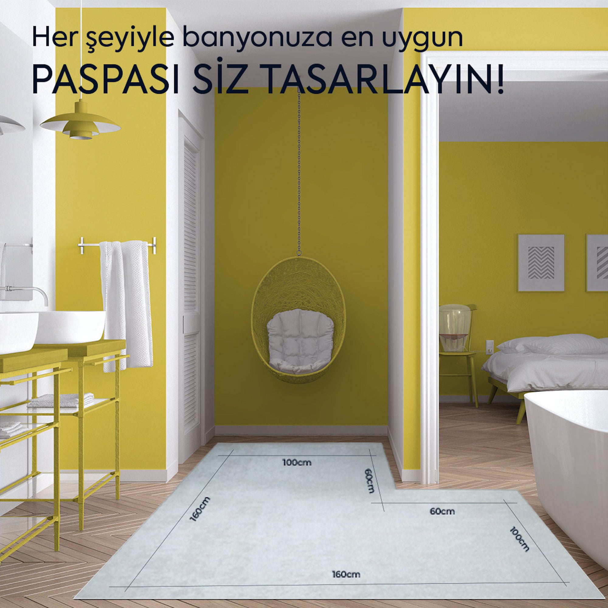 Özel Ölçü Banyo Paspası Kendin Tasarla