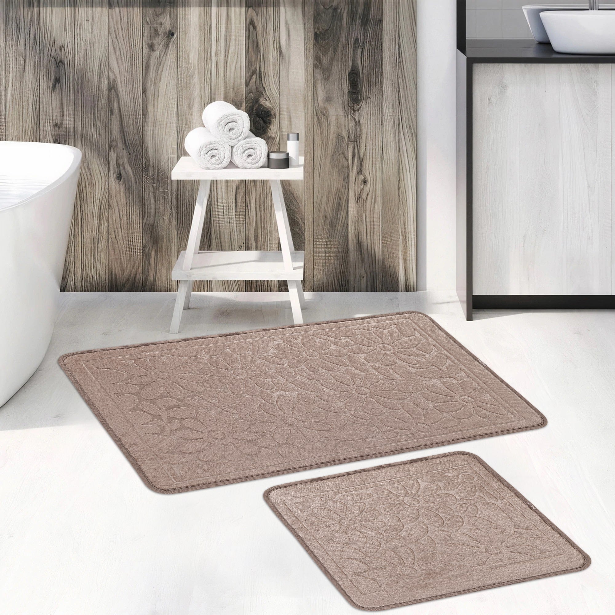 Veldena Çiçek Baskı 2li Banyo Paspas Takımı