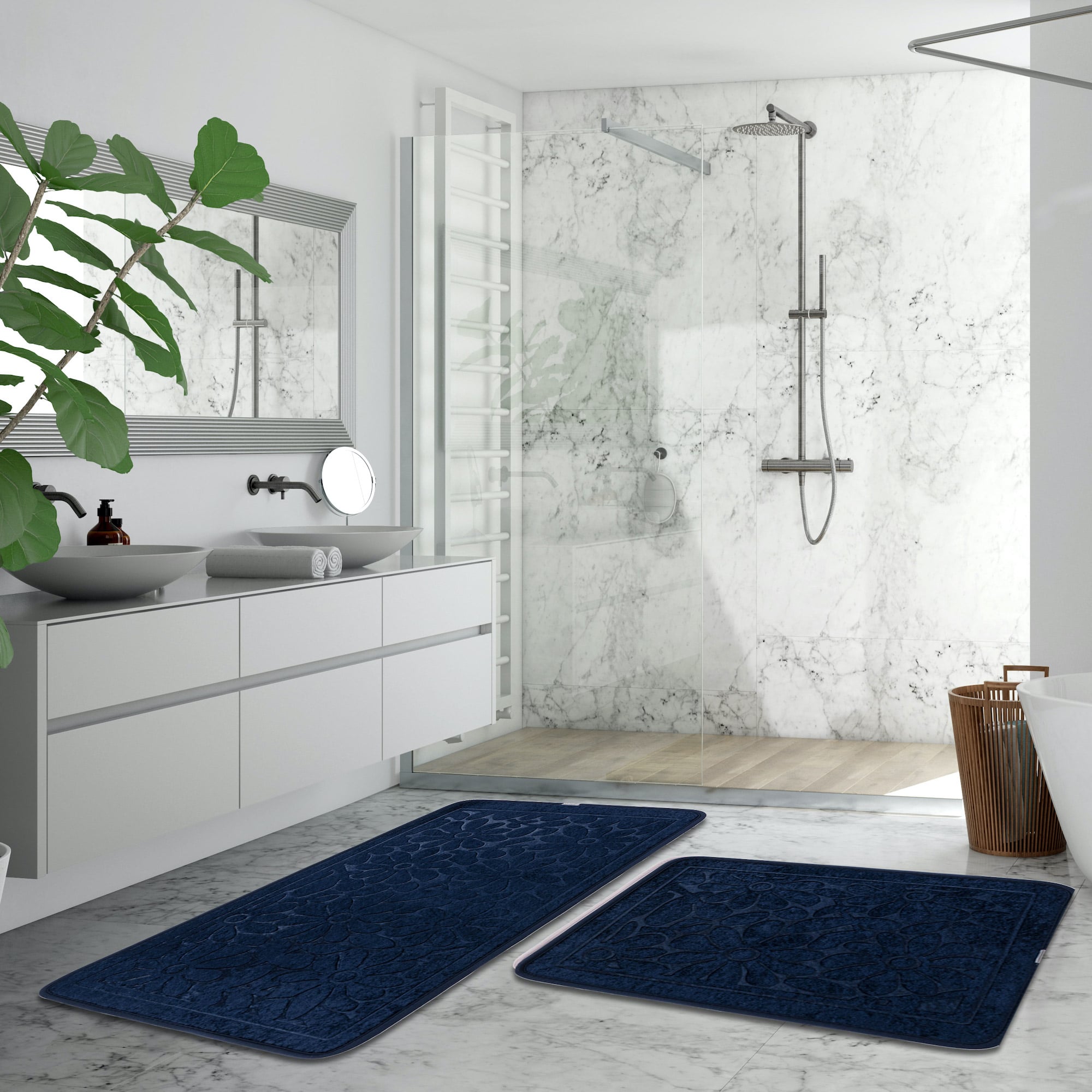 Veldena Çiçek Baskı 2li Banyo Paspas Takımı