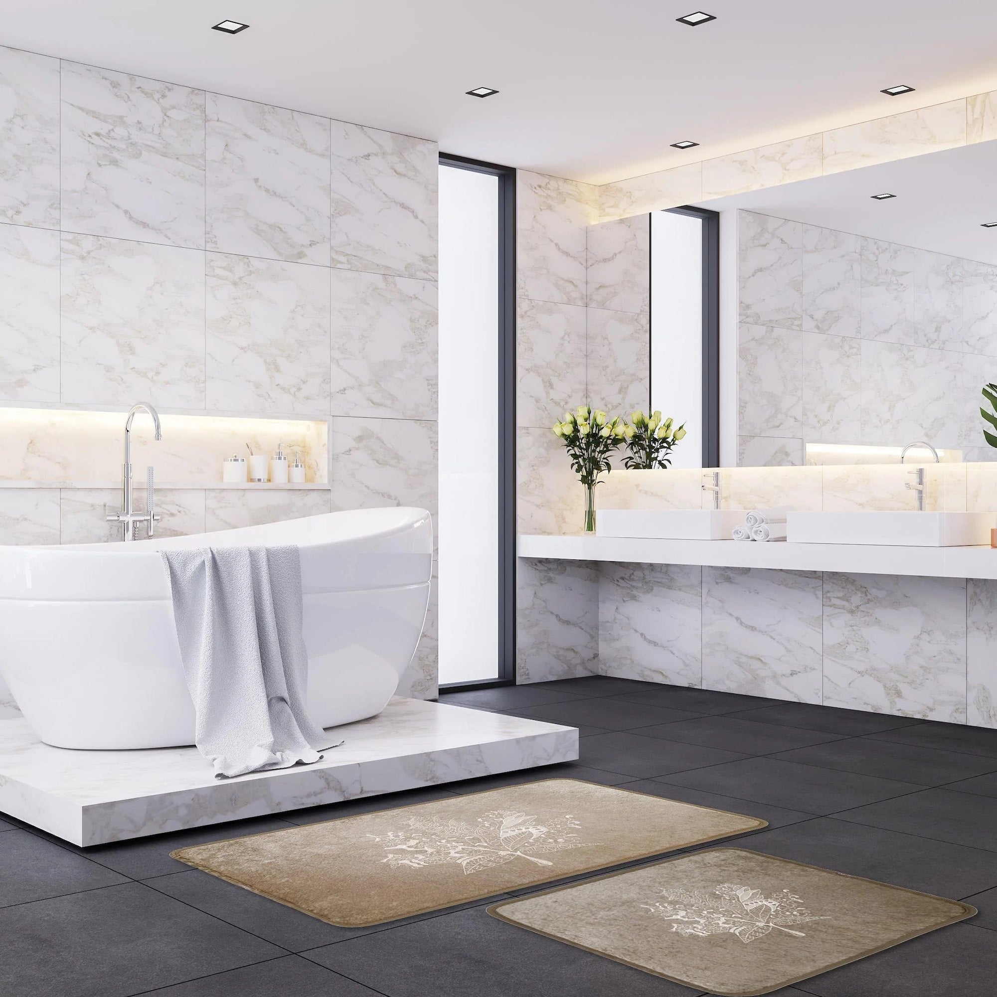 Veldena Çınar Yaprağı 2li Banyo Paspas Takımı
