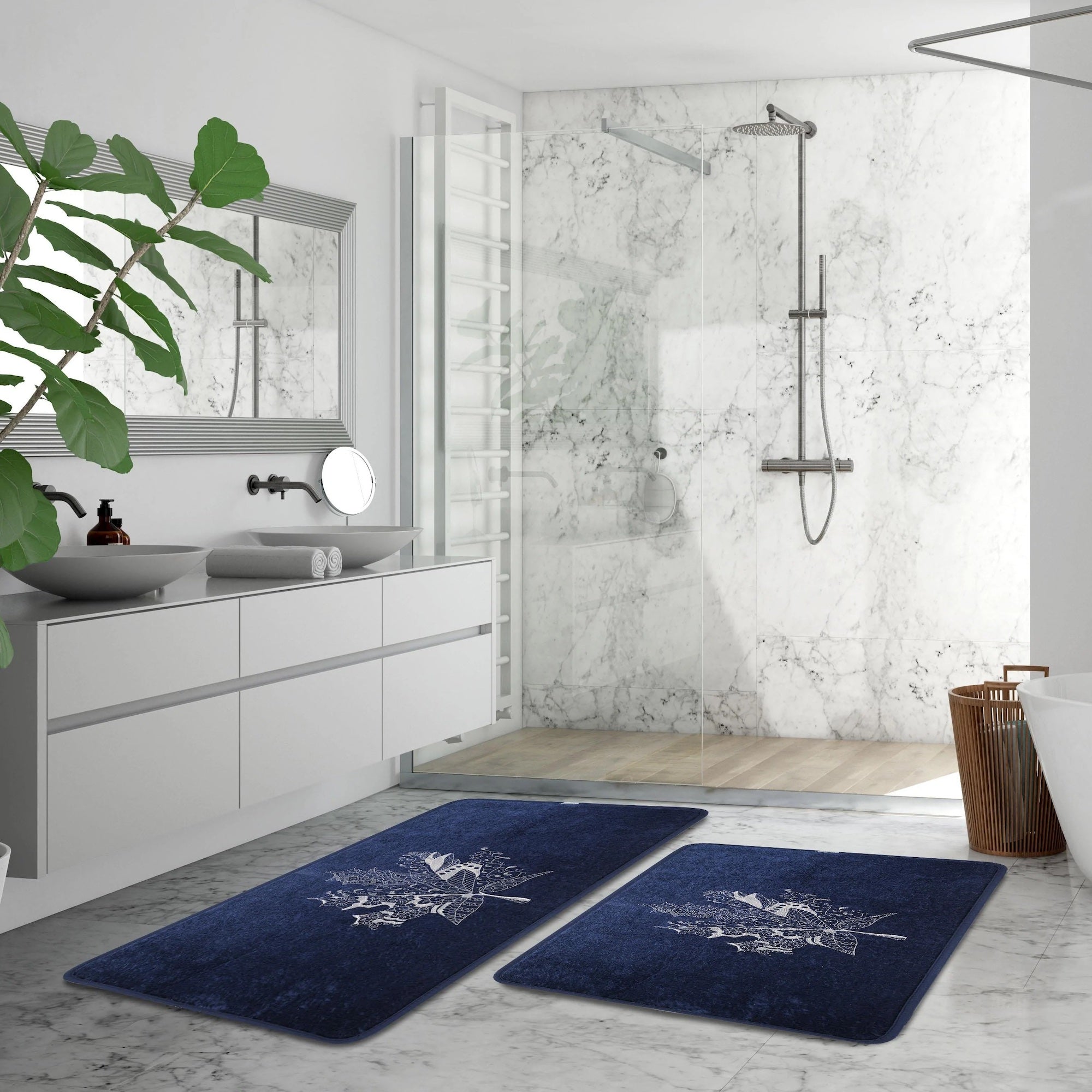 Veldena Çınar Yaprağı 2li Banyo Paspas Takımı
