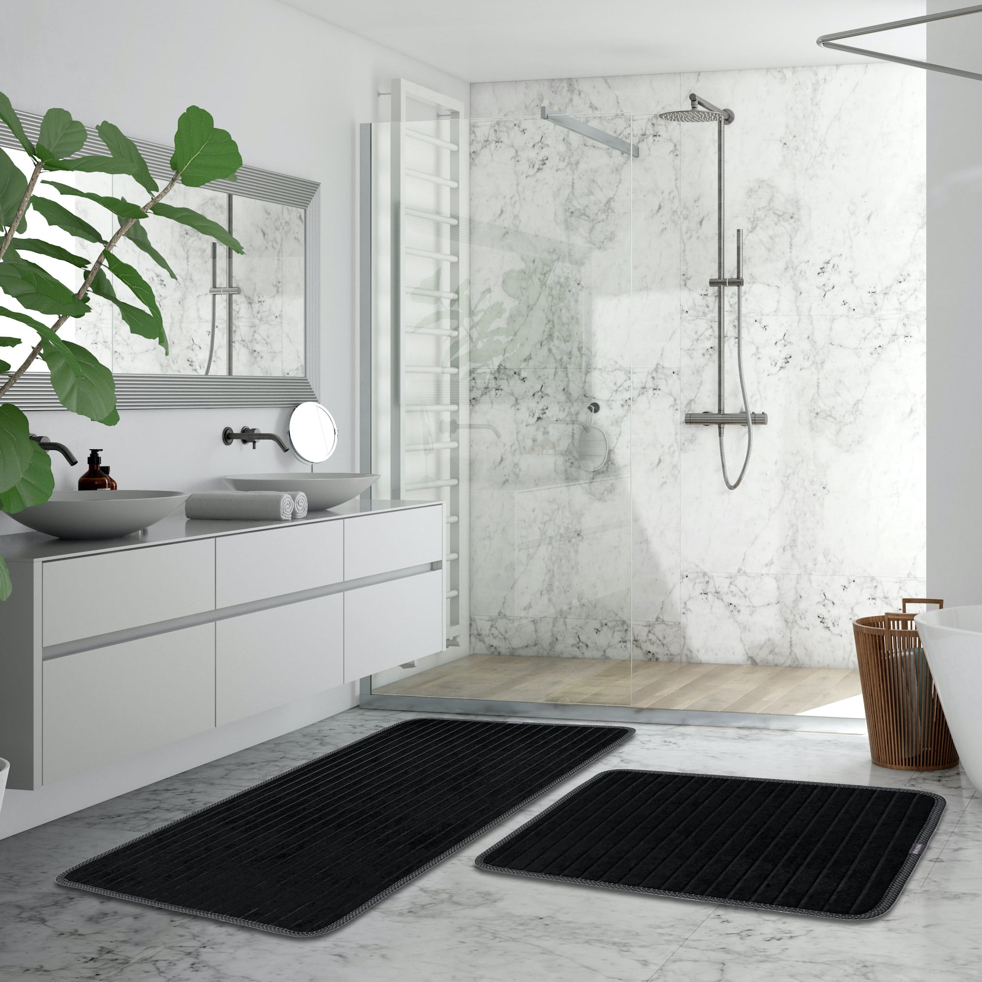 Veldena Çizgi Baskı 2li Banyo Paspas Takımı