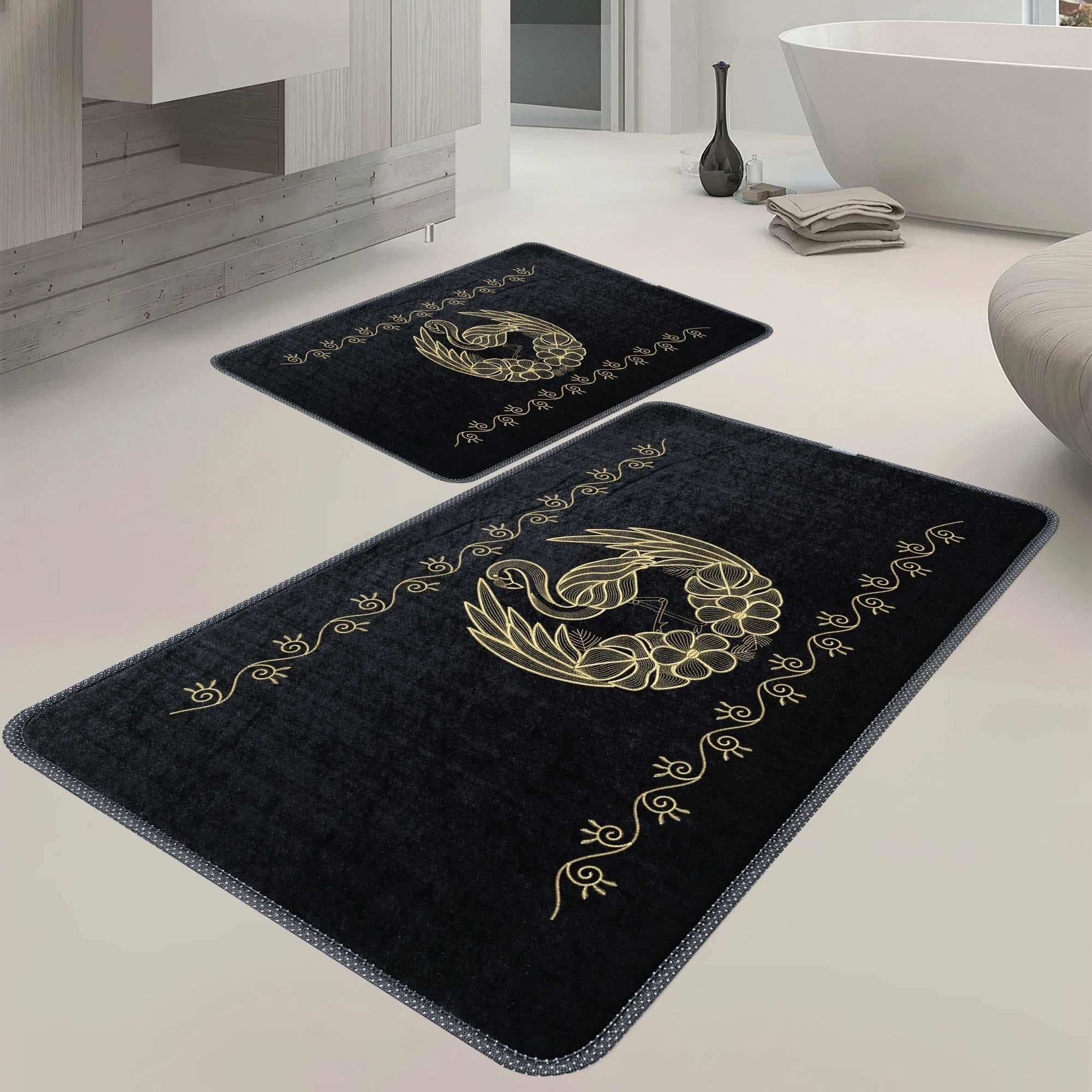 Veldena Flamingo Desen 2li Banyo Paspas Takımı