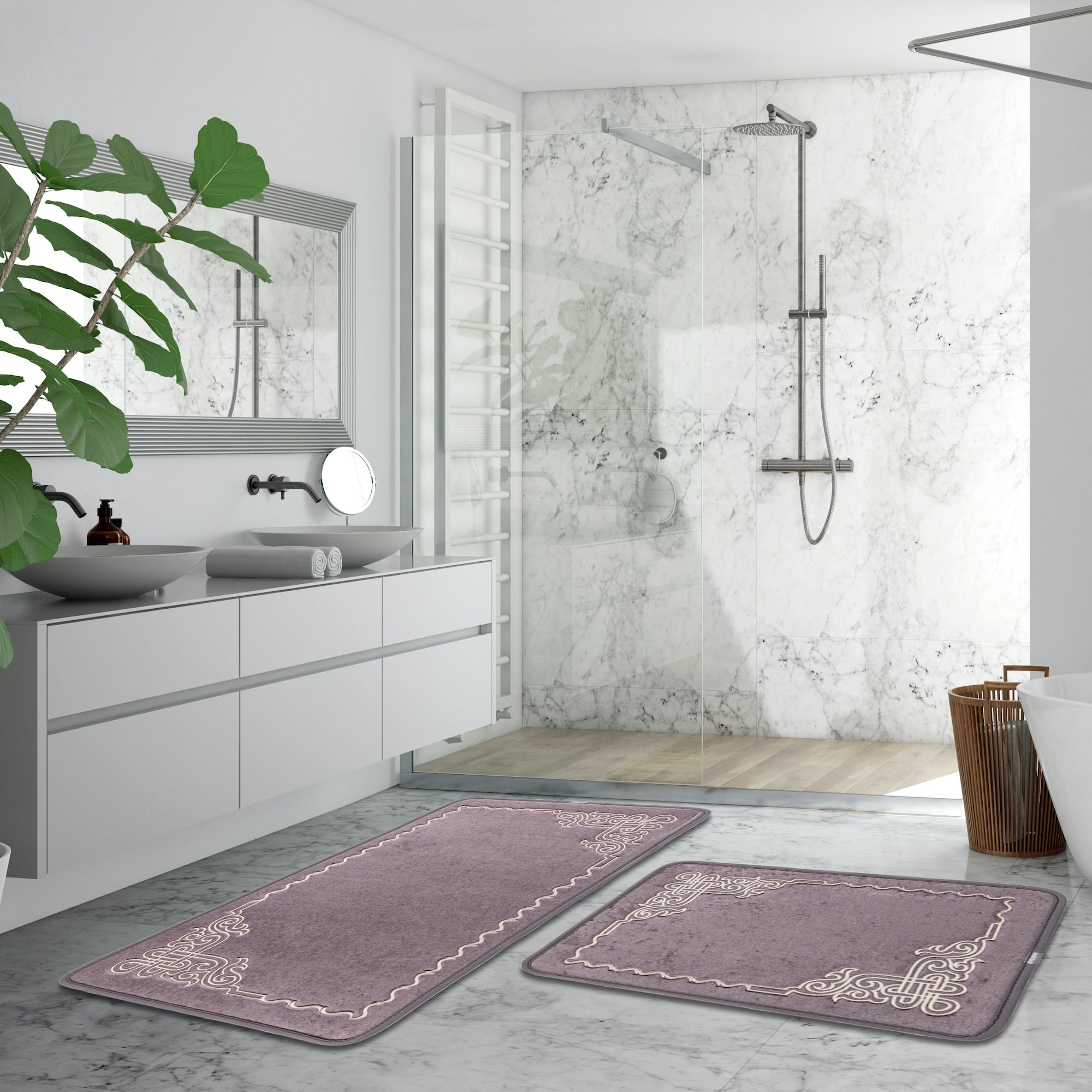 Veldena Girift Çerçeve 2li Banyo Paspas Takımı