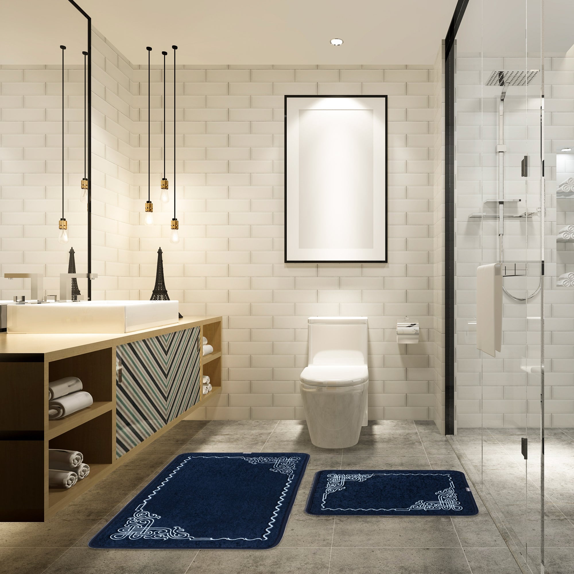 Veldena Girift Çerçeve 2li Banyo Paspas Takımı