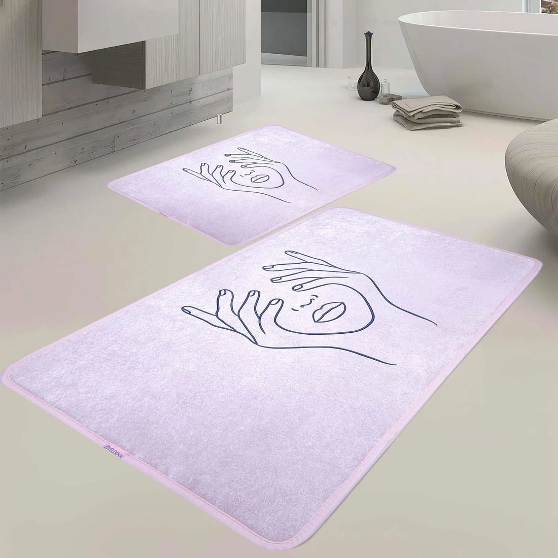 Veldena Gizli Yüz 2li Banyo Paspas Takımı