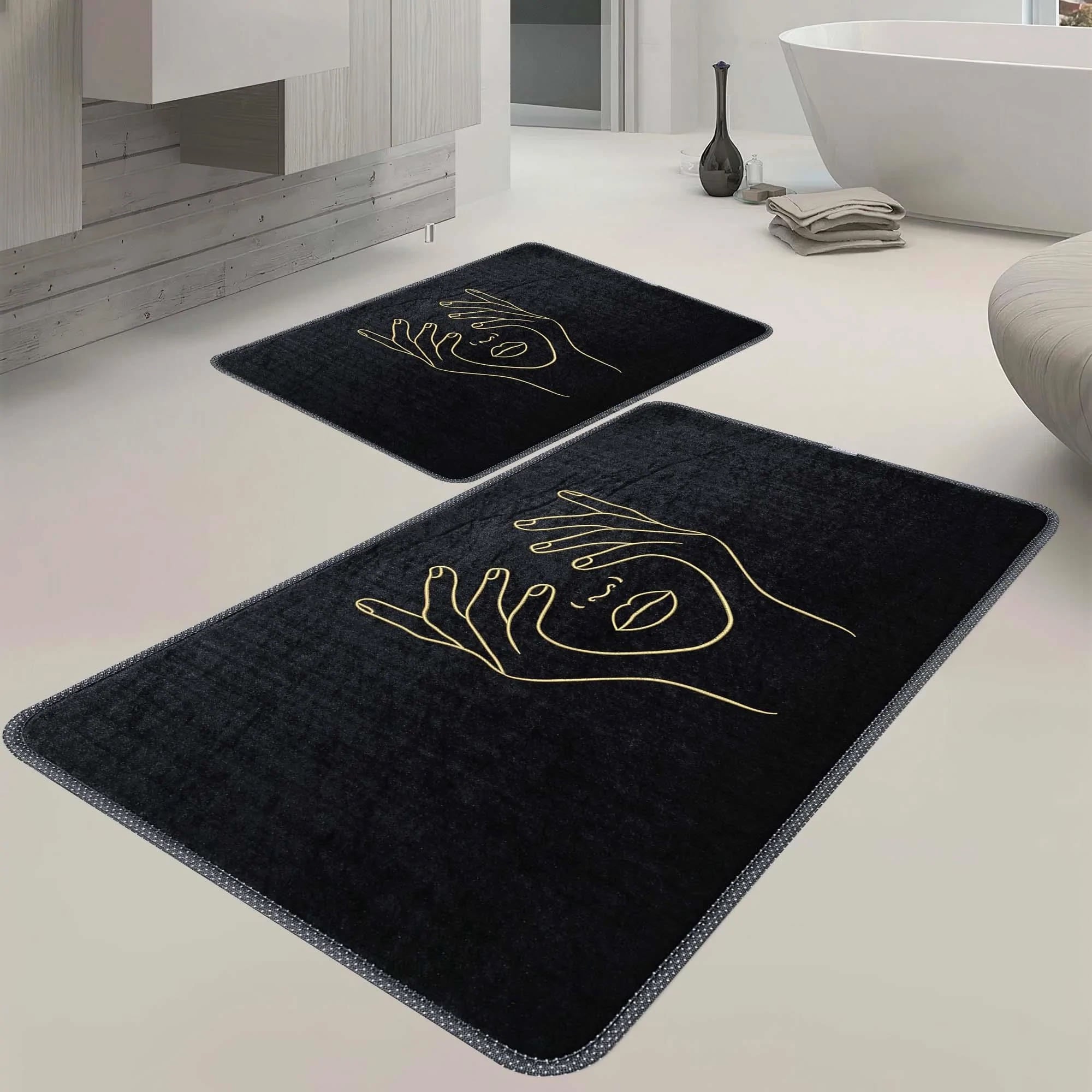 Veldena Gizli Yüz 2li Banyo Paspas Takımı