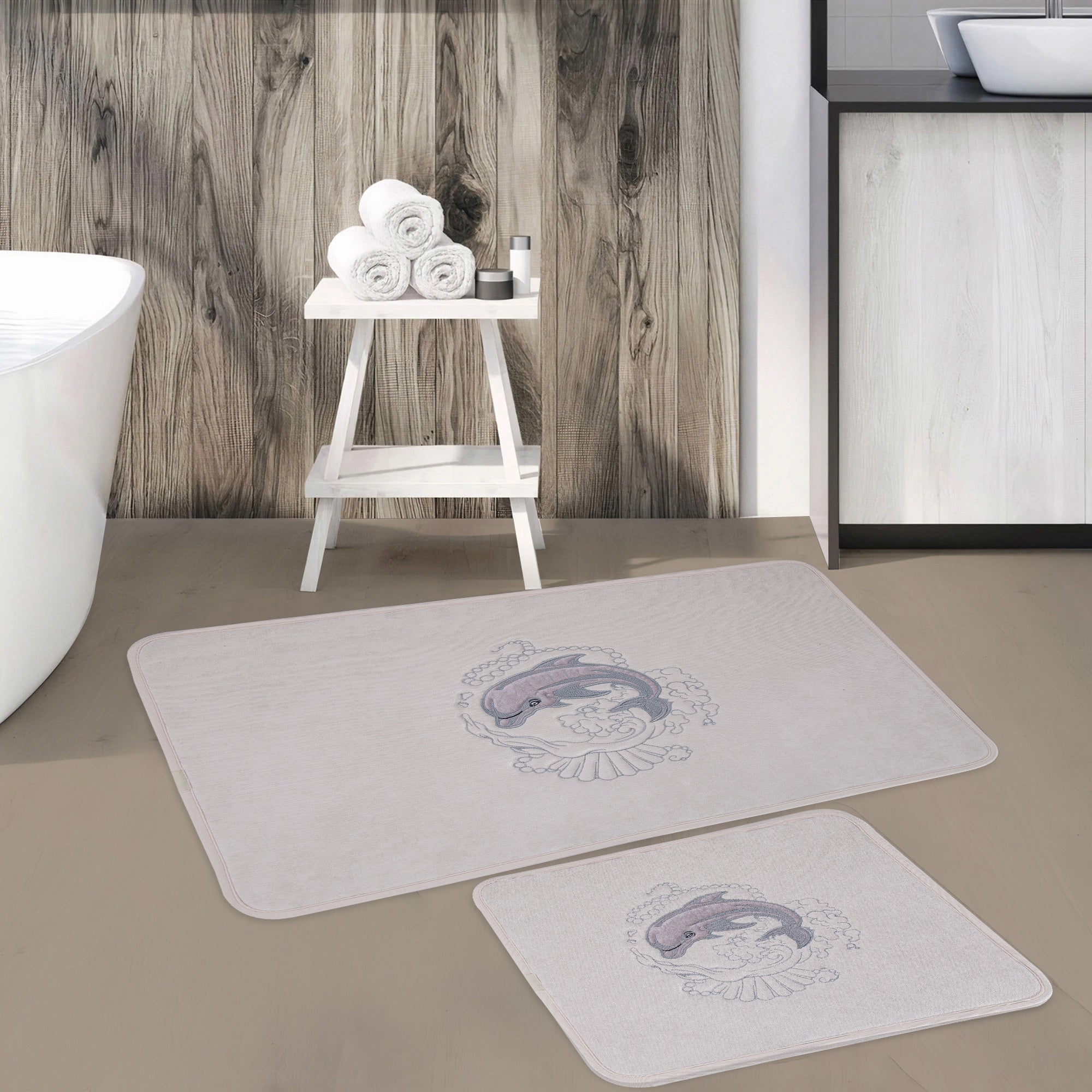 Veldena İncili Yunus 2li Banyo Paspas Takımı