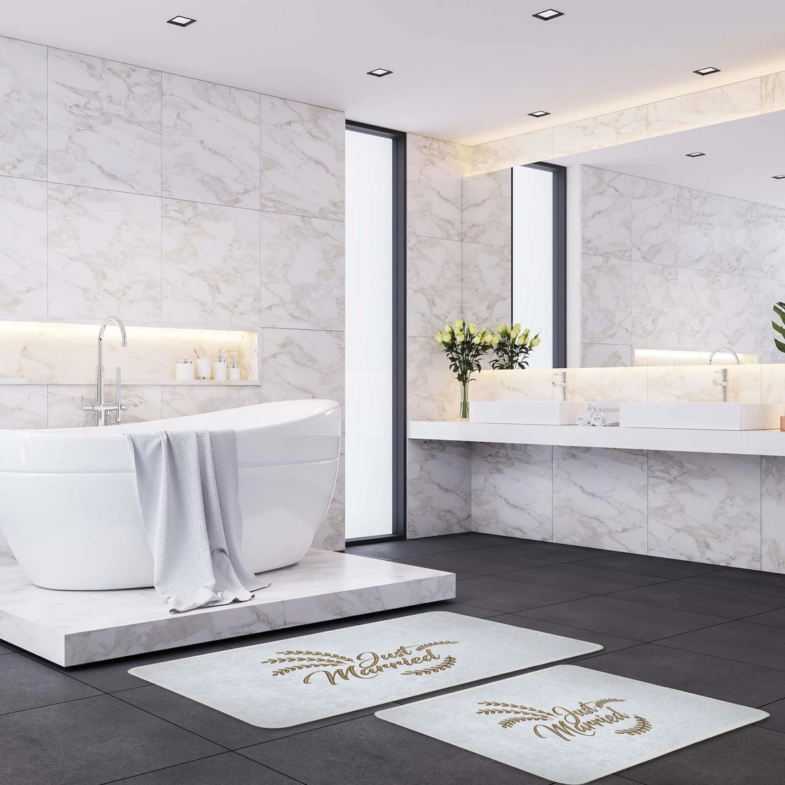 Veldena Just Married 2li Banyo Paspas Takımı