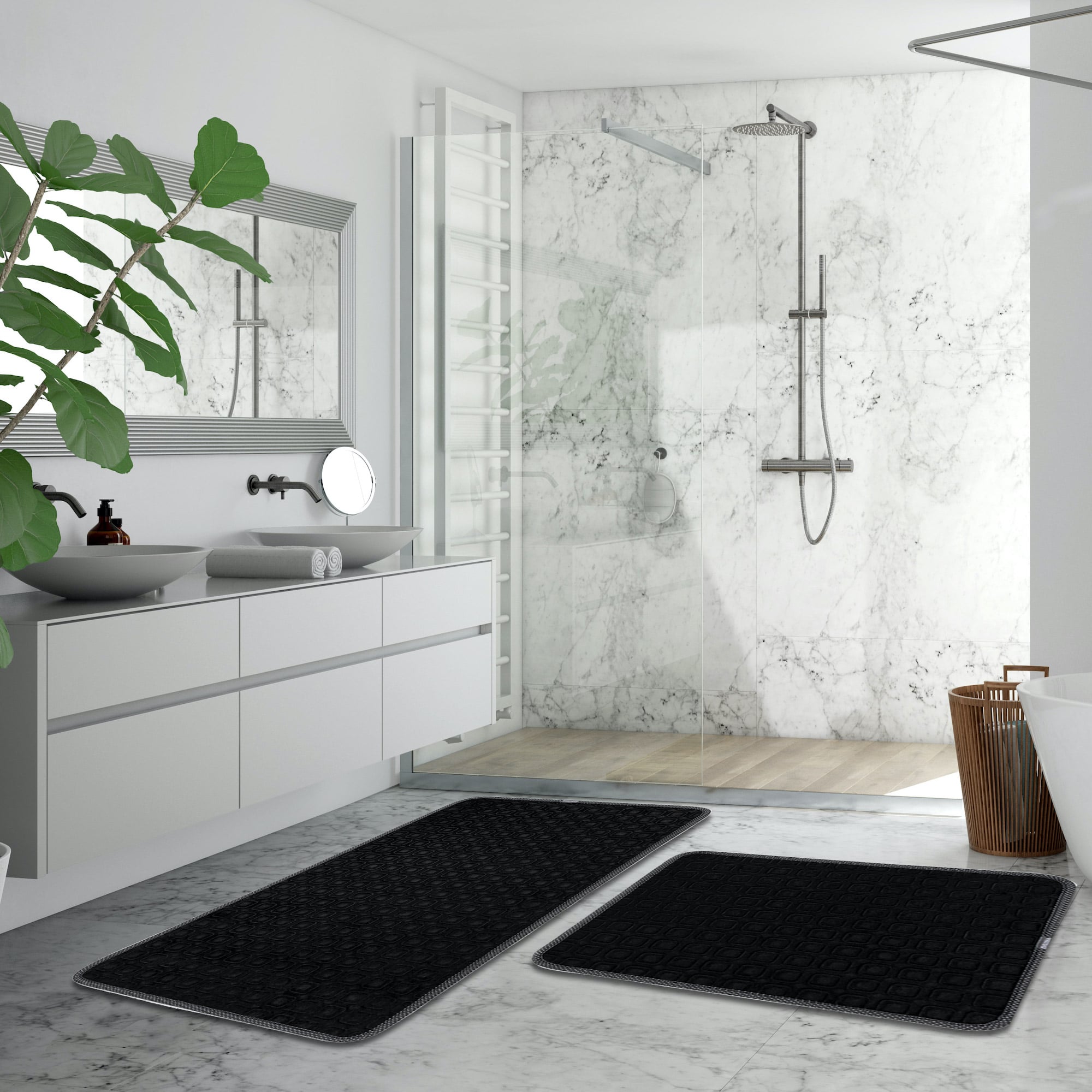Veldena Kare Baskı 2li Banyo Paspas Takımı
