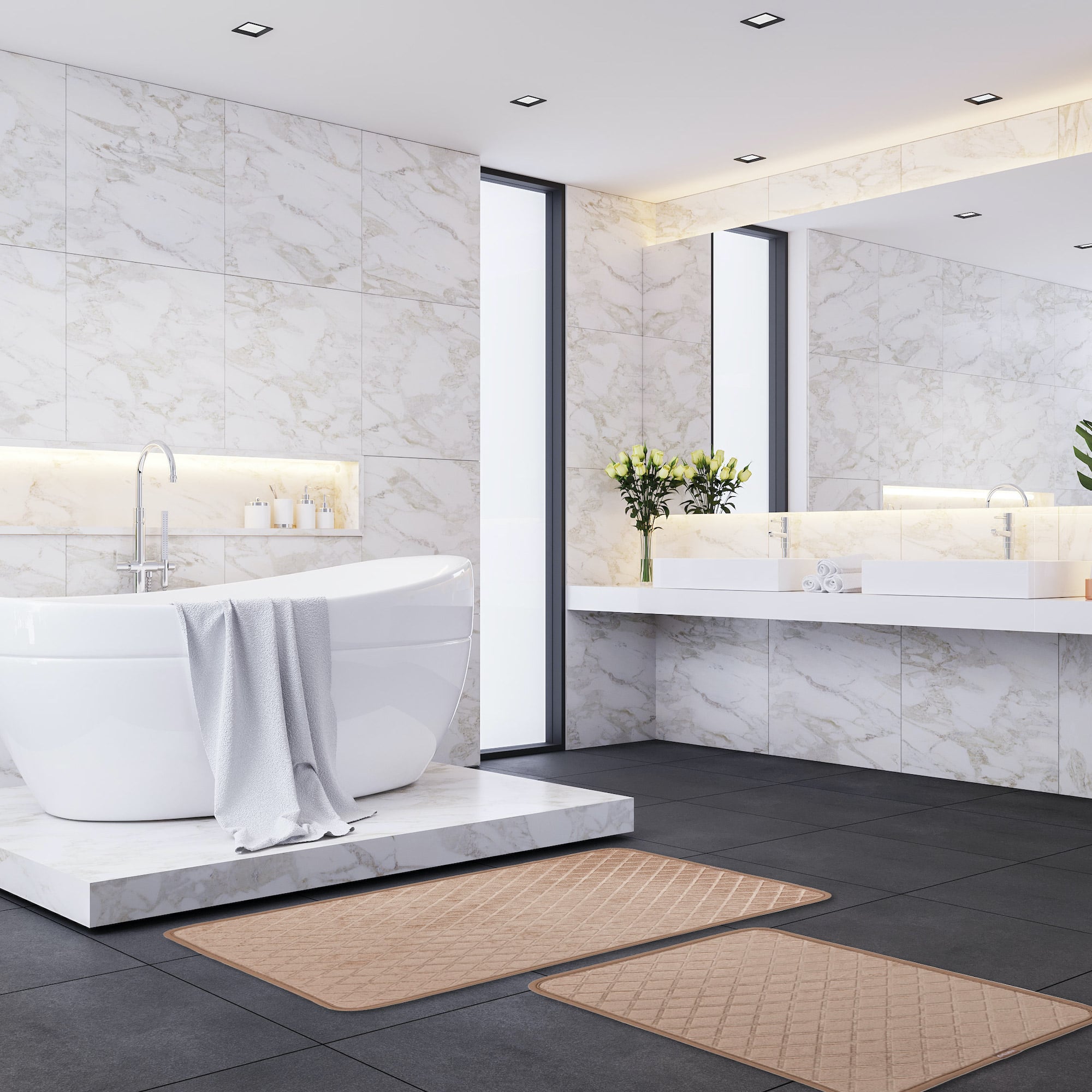 Veldena Karo Baskı 2li Banyo Paspas Takımı
