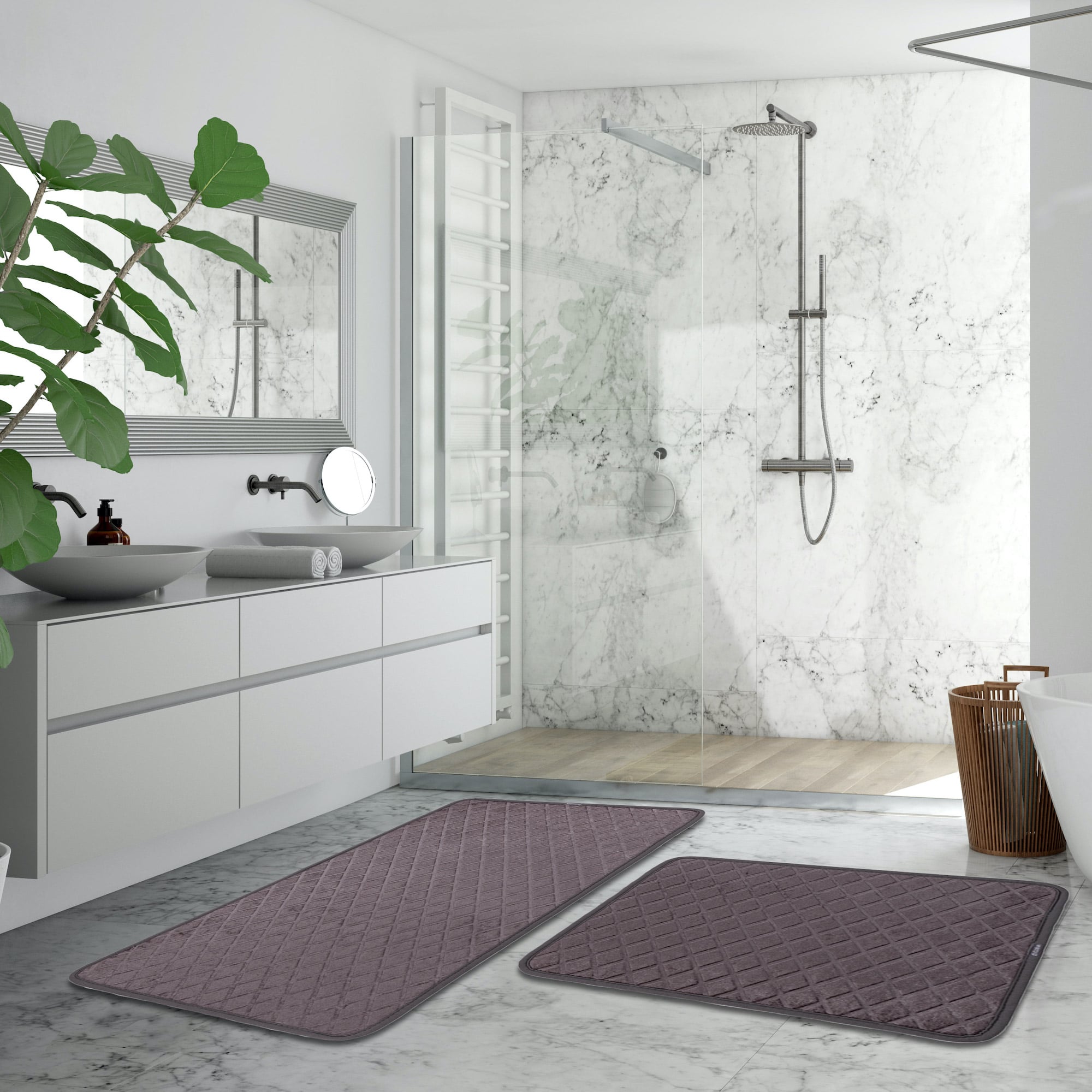 Veldena Karo Baskı 2li Banyo Paspas Takımı