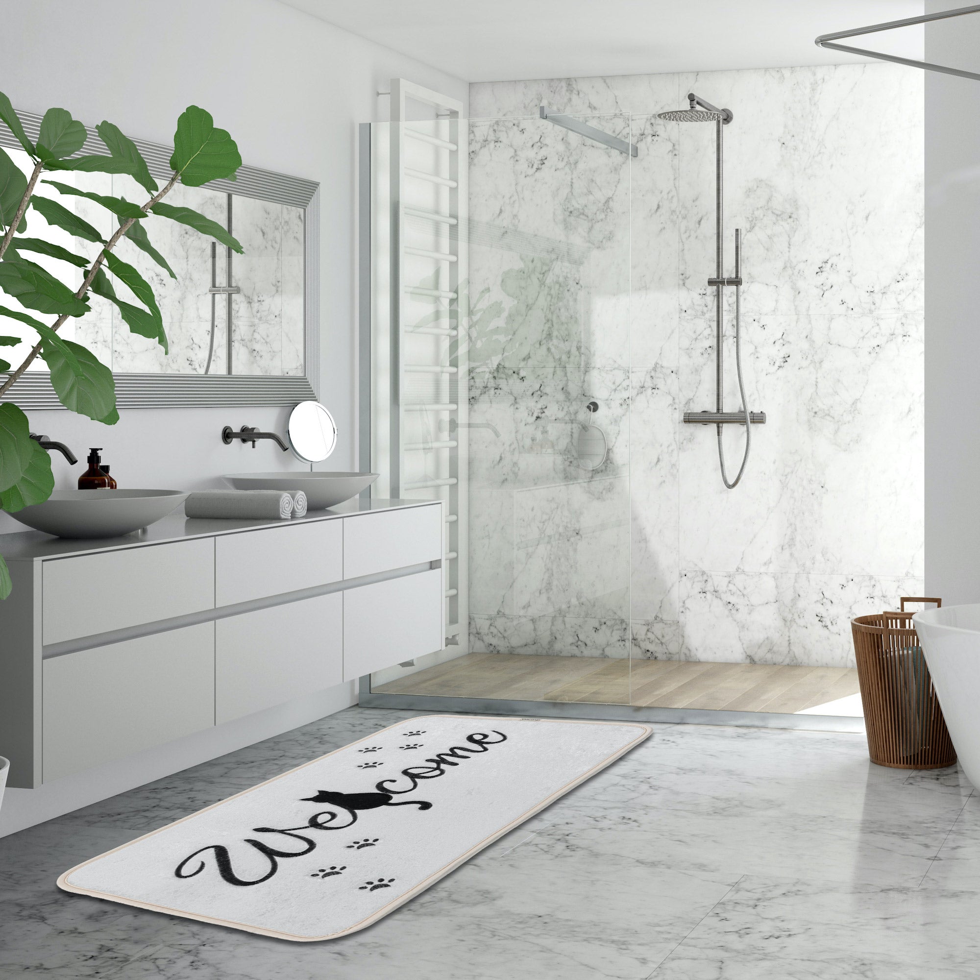Veldena Kedili Welcome 2li Banyo Paspas Takımı