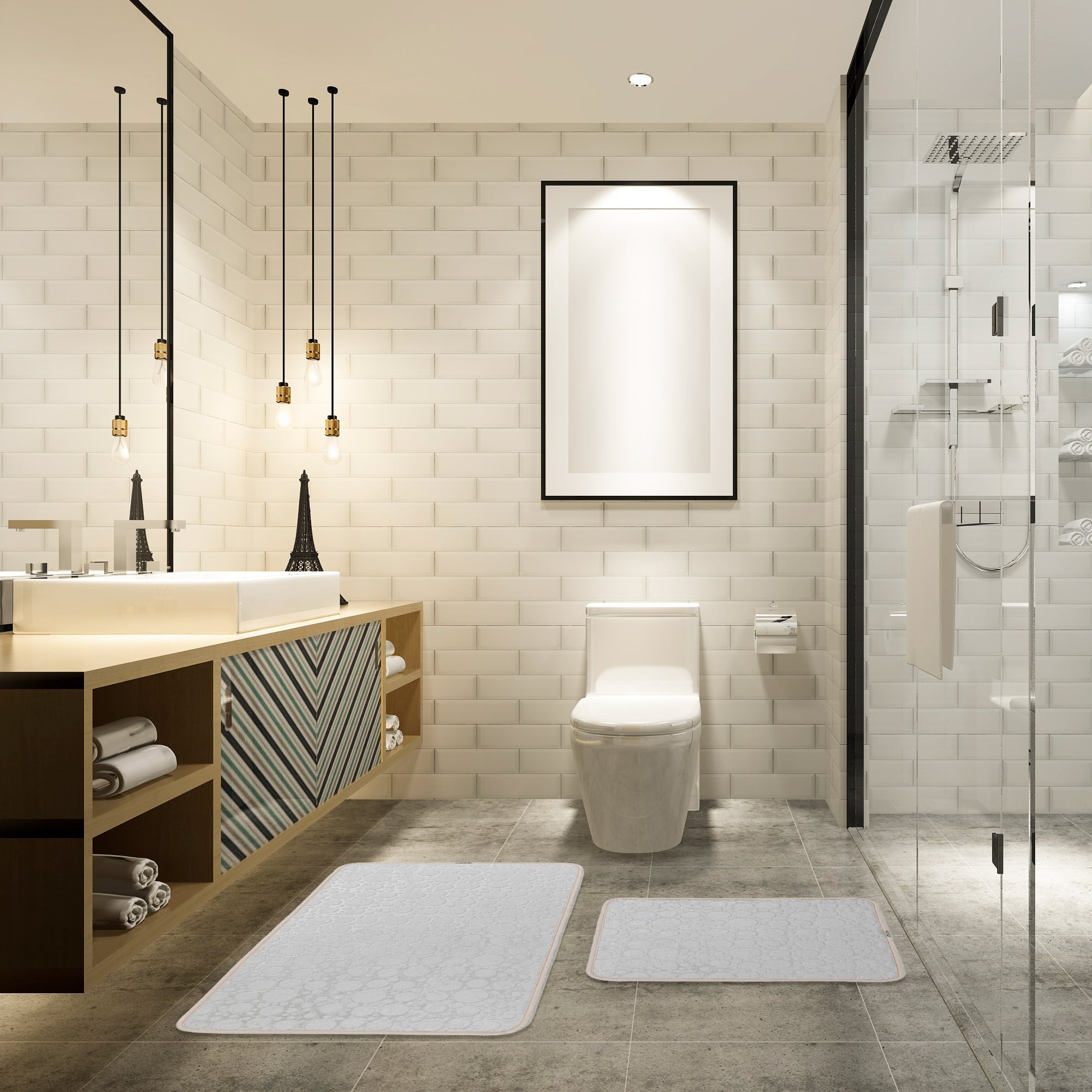 Veldena Küre Baskı 2li Banyo Paspas Takımı