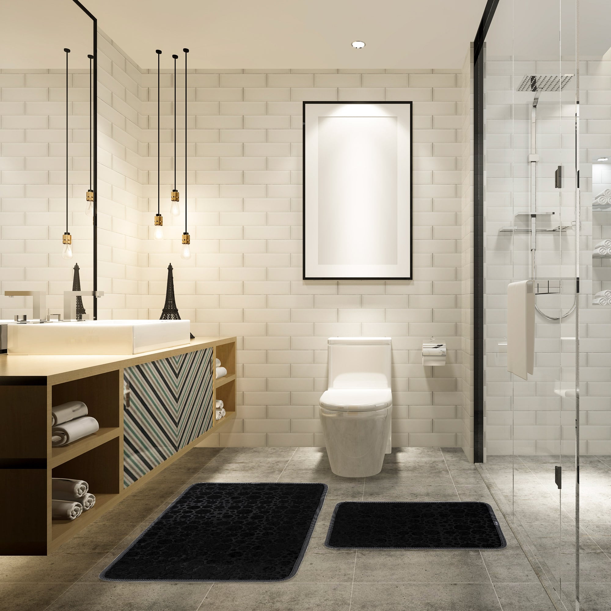 Veldena Küre Baskı 2li Banyo Paspas Takımı