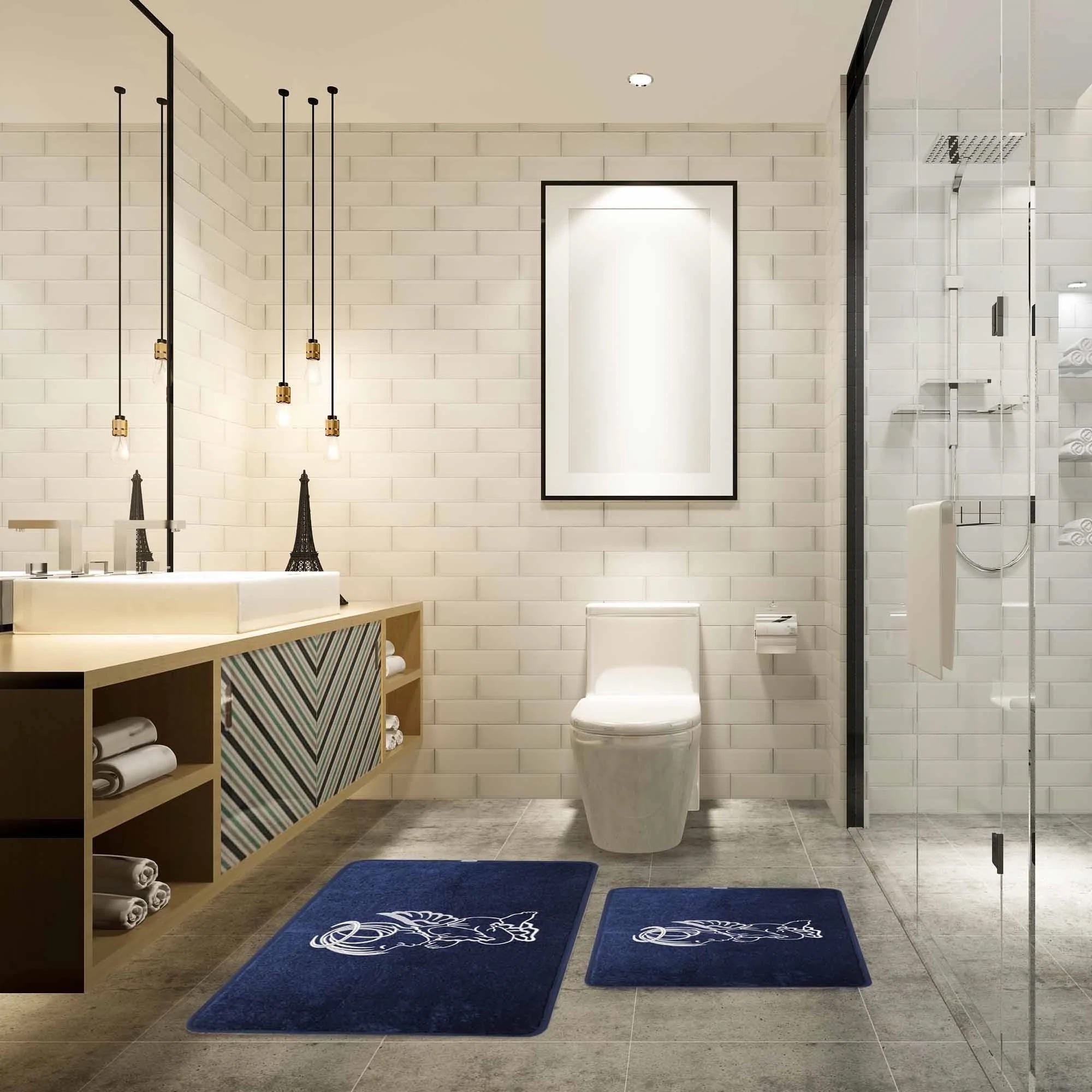 Veldena Melek Desen 2li Banyo Paspas Takımı