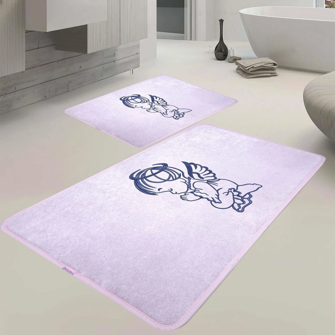 Veldena Melek Desen 2li Banyo Paspas Takımı