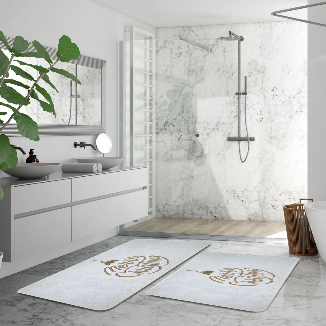 Veldena Merry Christmas 2li Banyo Paspas Takımı