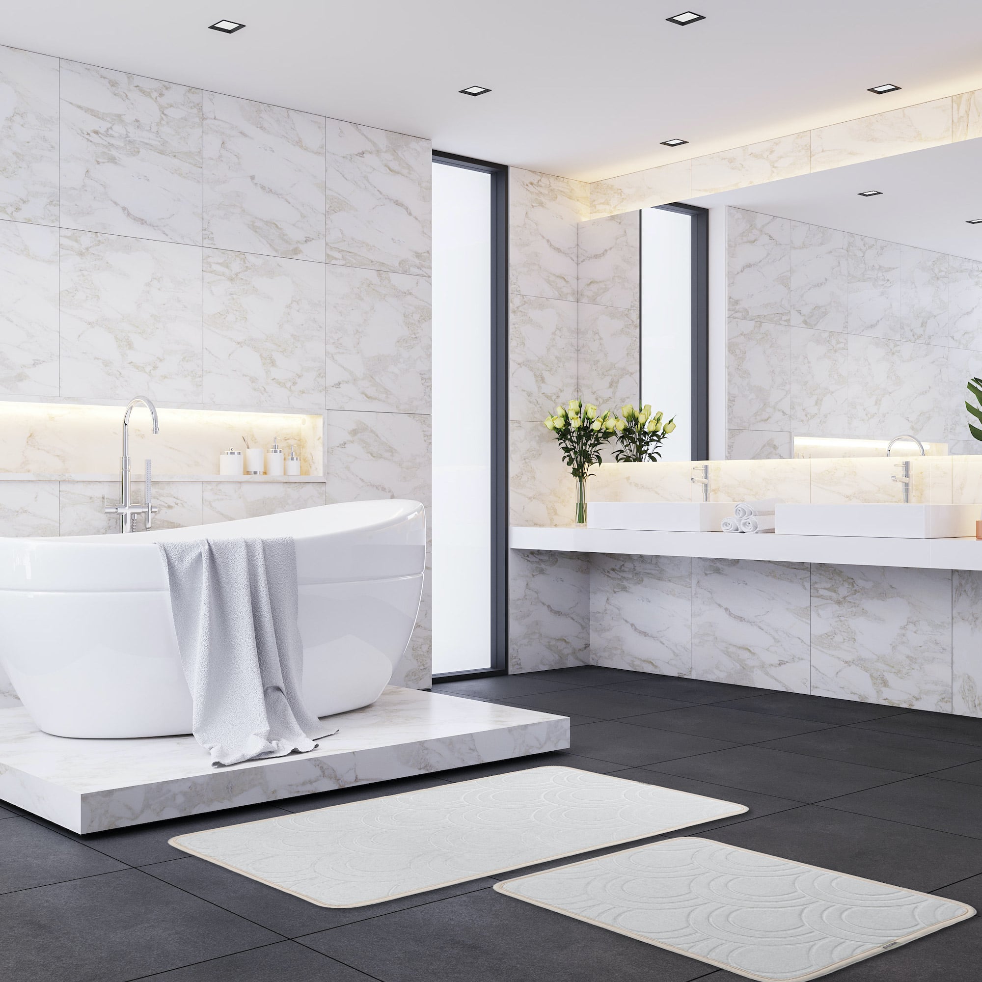 Veldena Midye Baskı 2li Banyo Paspas Takımı