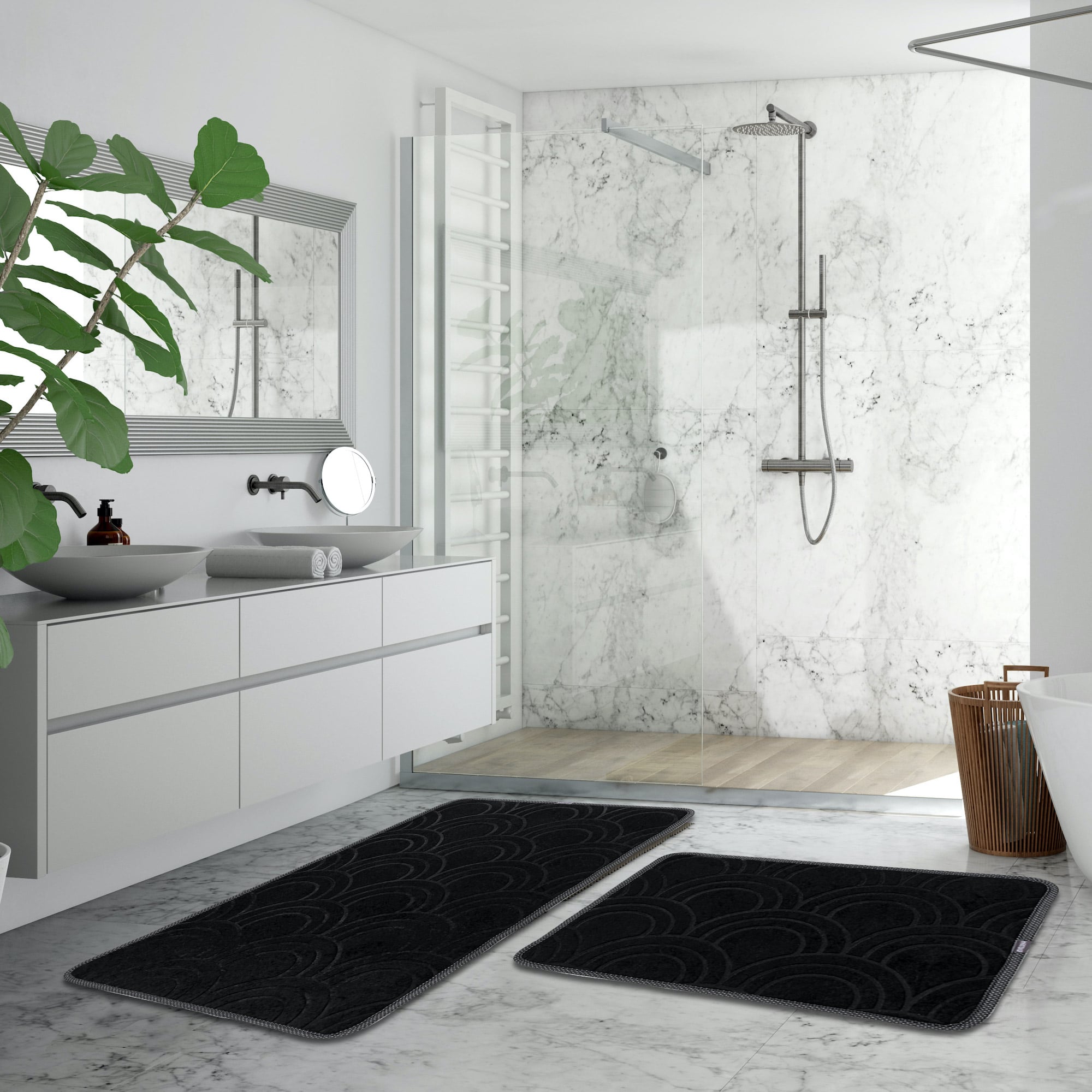 Veldena Midye Baskı 2li Banyo Paspas Takımı