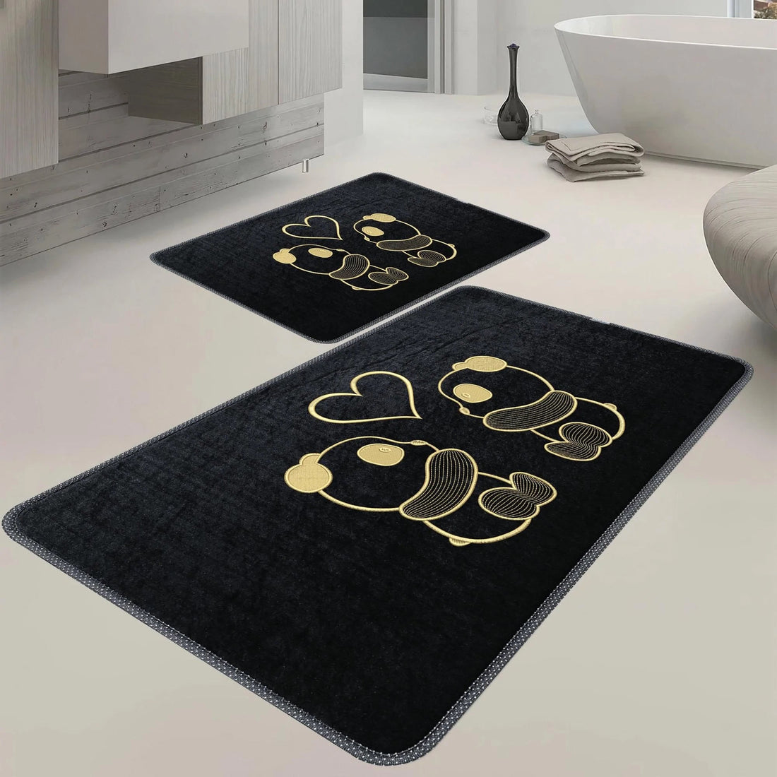 Veldena Panda Desen 2li Banyo Paspas Takımı