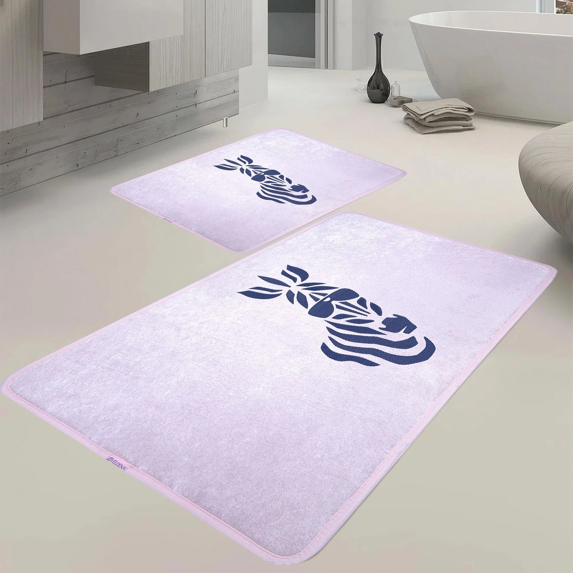 Veldena Zebra Desen 2li Banyo Paspas Takımı