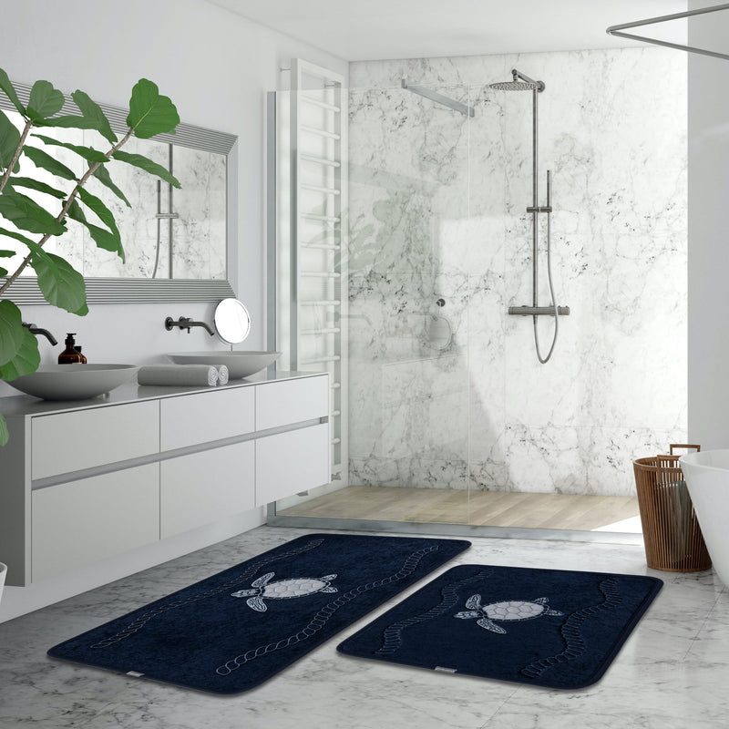 Veldena Kaplumbağa Desen 2li Banyo Paspas Takımı