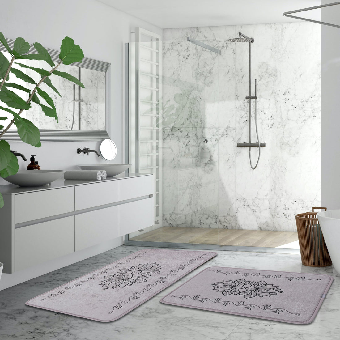 Veldena Umman Motif 2li Banyo Paspas Takımı